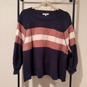 Madewell Women's Telluride Pullover Sweater Navy Pink Ivory